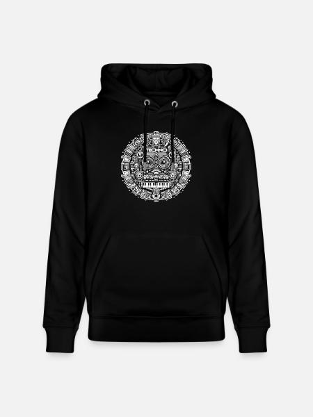 Techno Music Logo - Stanley/Stella CRUISER Unisex Organic Hoodie - black