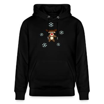 Süßes Rentier Weihnachten Winter Design - Stanley/Stella Unisex Bio-Hoodie CRUISER  - Schwarz - Vorne - Alina (178cm) & Michal (187cm)