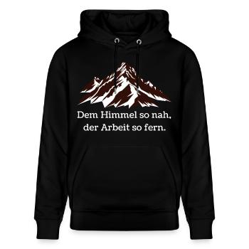 Dem Himmel so nah der Arbeit so fern Berg - Stanley/Stella Unisex Bio-Hoodie CRUISER  - Schwarz - Vorne - Alina (178cm) & Michal (187cm)