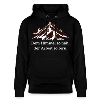 Dem Himmel so nah der Arbeit so fern Berg - Stanley/Stella Unisex Bio-Hoodie CRUISER  - Schwarz - Vorne - Alina (178cm) & Michal (187cm)
