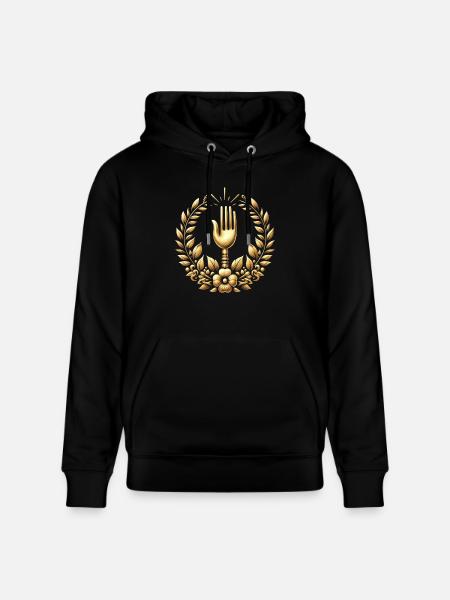 Gourmet Fork Logo - Stanley/Stella CRUISER Unisex Organic Hoodie - black