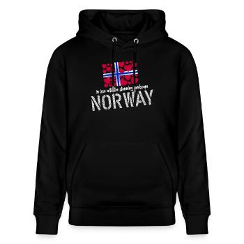 Norway norge - Stanley/Stella Unisex Bio-Hoodie CRUISER  - Schwarz - Vorne - Alina (178cm) & Michal (187cm)