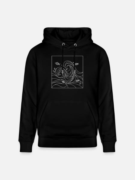 geometric ocean - Stanley/Stella CRUISER Unisex Organic Hoodie - black