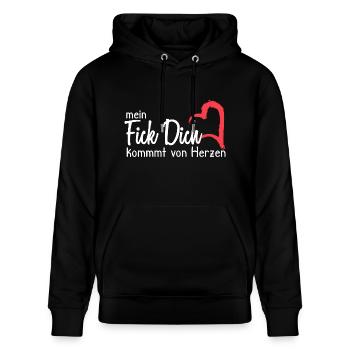 Mein Fick dich kommt von Herzen - Stanley/Stella Unisex Bio-Hoodie CRUISER  - Schwarz - Vorne - Alina (178cm) & Michal (187cm)
