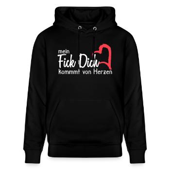Mein Fick dich kommt von Herzen - Stanley/Stella Unisex Bio-Hoodie CRUISER  - Schwarz - Vorne - Alina (178cm) & Michal (187cm)