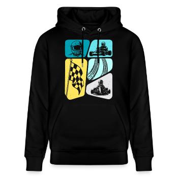 Kart Rennen Go Karts Motorsport Jungen Go-Kart - Stanley/Stella Unisex Bio-Hoodie CRUISER  - Schwarz - Vorne - Alina (178cm) & Michal (187cm)