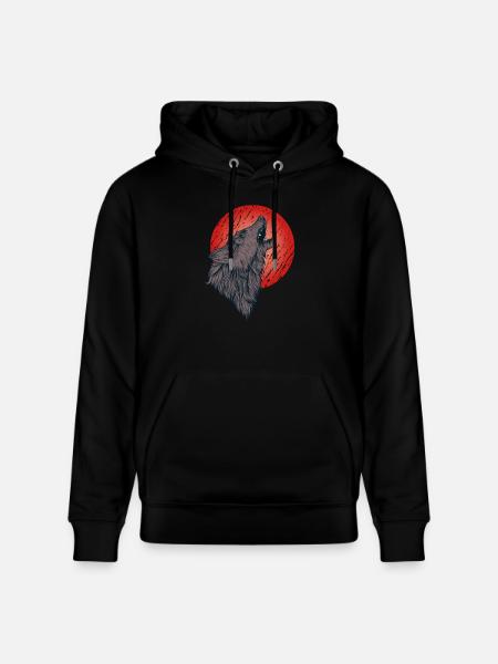 Howling wolf, full moon - Stanley/Stella CRUISER Unisex Organic Hoodie - black