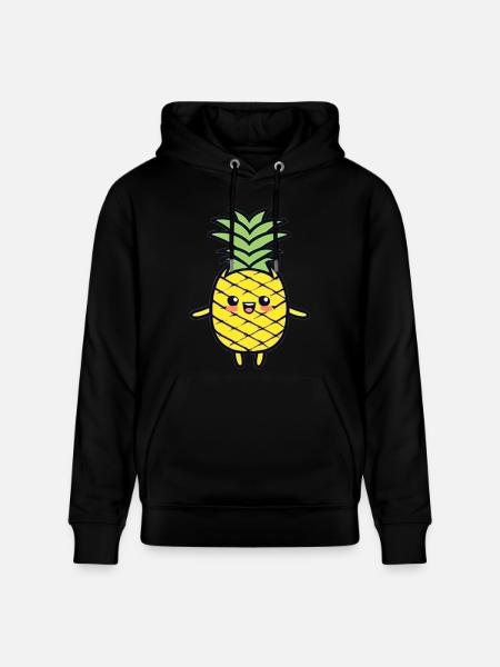 Cheerful Pineapple Cartoon Charm - Stanley/Stella CRUISER Unisex Organic Hoodie - black