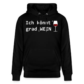 Ich könnt grad Wein Wortspiel Rotwein - Stanley/Stella Unisex Bio-Hoodie CRUISER  - Schwarz - Vorne - Alina (178cm) & Michal (187cm)