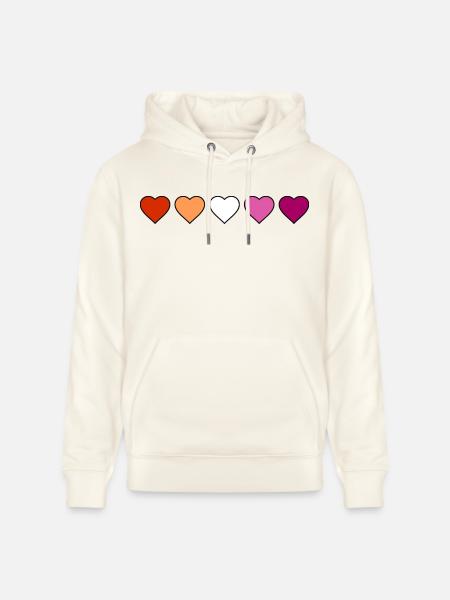 Lesbian Lesbian Lesbian Hearts - Stanley/Stella CRUISER Unisex Organic Hoodie - natural white