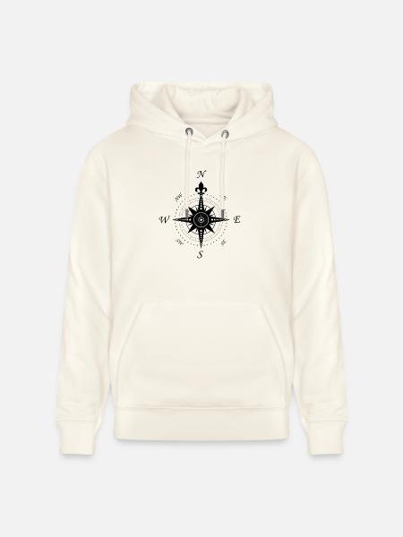 Wind Rose - compass - retro - Stanley/Stella CRUISER Unisex Organic Hoodie - natural white