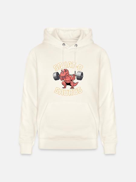 Squat-O Saurus - Stanley/Stella CRUISER Unisex Organic Hoodie - natural white