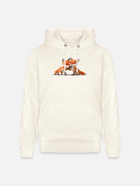 Renardeaux low-poly - Sweat à capuche bio CRUISER Stanley/Stella Unisexe - blanc nature