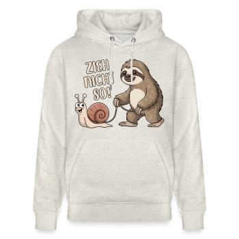 Zieh nicht so - Schnecke und Faultier - Stanley/Stella Unisex Bio-Hoodie CRUISER  - Beige meliert - Vorne - Alina (178cm) & Michal (187cm)