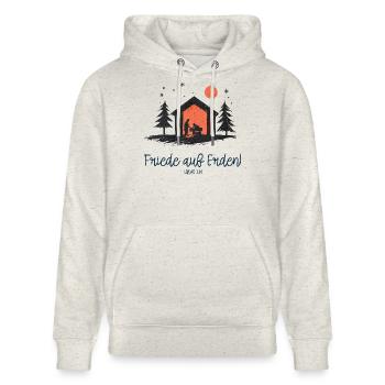 Friede auf Erden Weihnachtskrippe Heilige Familie - Stanley/Stella Unisex Bio-Hoodie CRUISER  - Beige meliert - Vorne - Alina (178cm) & Michal (187cm)