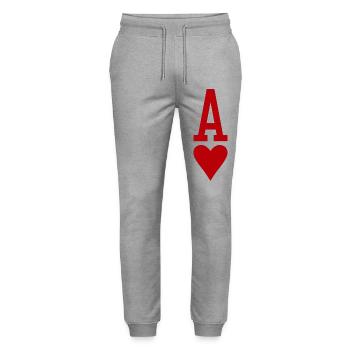 Poker Playing Card Heart As - Pantalon de jogging bio MOVER Stanley/Stella unisexe - gris chiné - Devant - Marisol (170cm) & Nik (191cm)