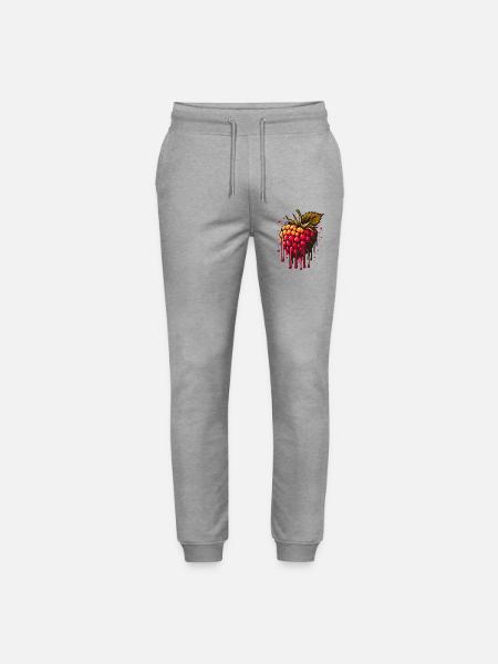 Two-tone dripping raspberry - Stanley/Stella Mover Unisex Organic Jogging Trousers - heather grey