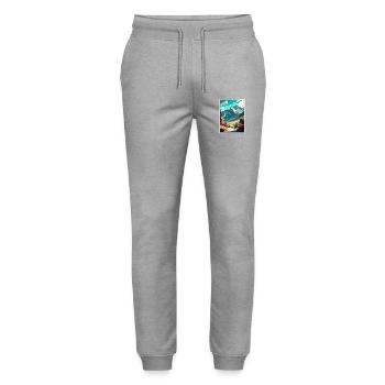 Mayrhofen Autriche Vintage voyage affiche Souvenir - Pantalon de jogging bio MOVER Stanley/Stella unisexe - gris chiné - Devant - Marisol (170cm) & Nik (191cm)