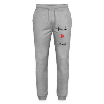 RETIREMENT. RETIREMENT. RETIRED. RETIREMENT - Stanley/Stella Mover Unisex Organic Jogging Trousers - heather grey - Front - Marisol (170cm) & Nik (191cm)