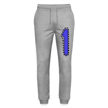 1. 1 JAHR. 1. JAHRESTAG. 1 JAHR GEBURTSTAG - Stanley/Stella Unisex Bio Jogginghose Mover  - Grau meliert - Vorne - Marisol (170cm) & Nik (191cm)