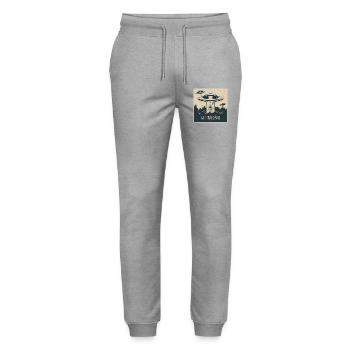 Extraterrestrial UFO Funny Space Gift - Stanley/Stella Mover Unisex Organic Jogging Trousers - heather grey - Front - Marisol (170cm) & Nik (191cm)