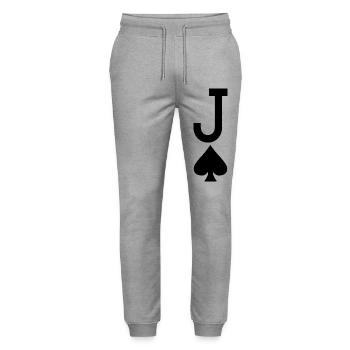 Poker Spielkarte - Pik Bube / Joker - Stanley/Stella Unisex Bio Jogginghose Mover  - Grau meliert - Vorne - Marisol (170cm) & Nik (191cm)