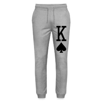 Poker Spielkarte - Pik König - Stanley/Stella Unisex Bio Jogginghose Mover  - Grau meliert - Vorne - Marisol (170cm) & Nik (191cm)