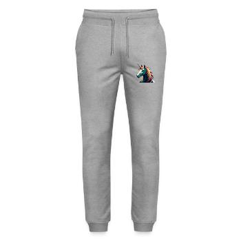 Einhorn Cartoon Figur Buntes Haustier Tier - Stanley/Stella Unisex Bio Jogginghose Mover  - Grau meliert - Vorne - Marisol (170cm) & Nik (191cm)