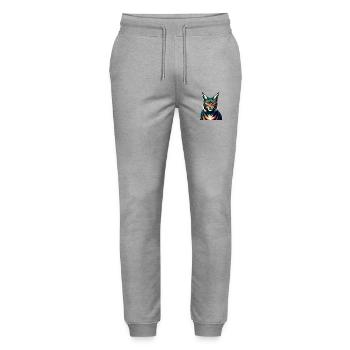 Luchs Zeichentrickfigur Buntes Haustier Tier - Stanley/Stella Unisex Bio Jogginghose Mover  - Grau meliert - Vorne - Marisol (170cm) & Nik (191cm)