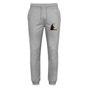 Einhorn Cartoon Figur Buntes Haustier Tier - Stanley/Stella Unisex Bio Jogginghose Mover  - Grau meliert - Vorne - Marisol (170cm) & Nik (191cm)