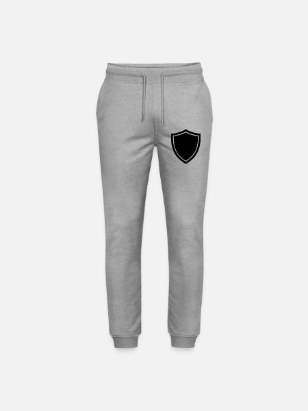shield icon logo shape security - Stanley/Stella Mover Unisex Organic Jogging Trousers - heather grey