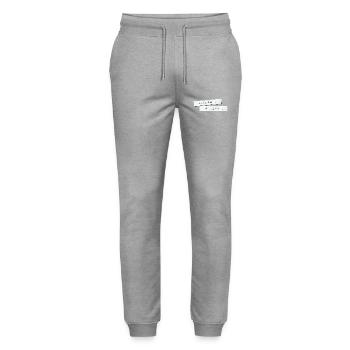 heit geh i auf Lepschi. heute gehe ich auf Lepschi - Stanley/Stella Unisex Bio Jogginghose Mover  - Grau meliert - Vorne - Marisol (170cm) & Nik (191cm)