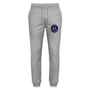 Low-poly Squirrel - Stanley/Stella Mover Unisex Organic Jogging Trousers - heather grey - Front - Marisol (170cm) & Nik (191cm)