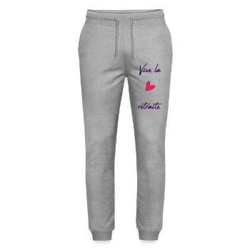 RETIREMENT. COLLEAGUE. RETIREMENT. RETIRED. RETIREMENT. - Stanley/Stella Mover Unisex Organic Jogging Trousers - heather grey - Front - Marisol (170cm) & Nik (191cm)