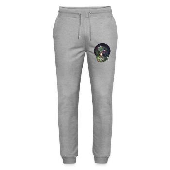 Helle Nymphe Sukkulentenpflanze - Stanley/Stella Unisex Bio Jogginghose Mover  - Grau meliert - Vorne - Marisol (170cm) & Nik (191cm)