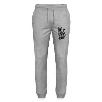 Surreale Katze mit Treppen – Optische Täuschung  - Stanley/Stella Unisex Bio Jogginghose Mover  - Grau meliert - Vorne - Marisol (170cm) & Nik (191cm)