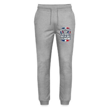 Nur auf der Autobahn bin ich links - Stanley/Stella Unisex Bio Jogginghose Mover  - Grau meliert - Vorne - Marisol (170cm) & Nik (191cm)