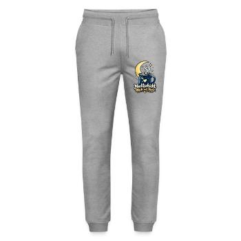 Nachtschicht Shirt mit Mond - Spruch Nachtschicht - Stanley/Stella Unisex Bio Jogginghose Mover  - Grau meliert - Vorne - Marisol (170cm) & Nik (191cm)