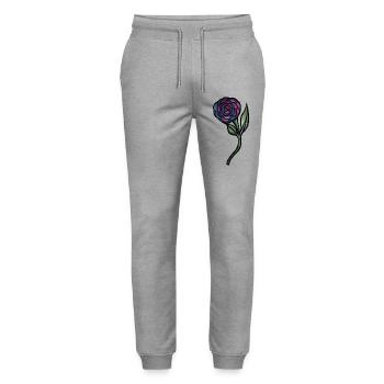 Blaues Rosen-Aquarell auf Schwarz - Stanley/Stella Unisex Bio Jogginghose Mover  - Grau meliert - Vorne - Marisol (170cm) & Nik (191cm)