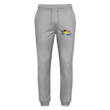 Tropischer_Sonnenuntergang_mit_ICH_WILL_MEER - Stanley/Stella Unisex Bio Jogginghose Mover  - Grau meliert - Vorne - Marisol (170cm) & Nik (191cm)