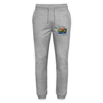 Endlich umgetopft – Ruhestand im Garten - Stanley/Stella Unisex Bio Jogginghose Mover  - Grau meliert - Vorne - Marisol (170cm) & Nik (191cm)