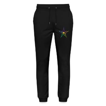 Sterne bunte Sterne viele Sterne - Stanley/Stella Unisex Bio Jogginghose Mover  - Schwarz - Vorne - Marisol (170cm) & Nik (191cm)