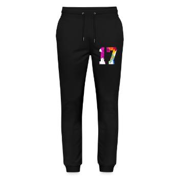 NUMBER 17 YEARS OLD 17TH BIRTHDAY - Stanley/Stella Mover Unisex Organic Jogging Trousers - black - Front - Marisol (170cm) & Nik (191cm)