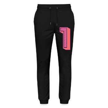 1. 1 AN. 1er ANNIVERSAIRE. ANNIVERSAIRE 1 AN - Pantalon de jogging bio MOVER Stanley/Stella unisexe - noir - Devant - Marisol (170cm) & Nik (191cm)