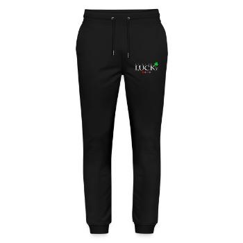 I'd Rather Be Lucky Saying Poker Player Gift - Stanley/Stella Mover Unisex Organic Jogging Trousers - black - Front - Marisol (170cm) & Nik (191cm)
