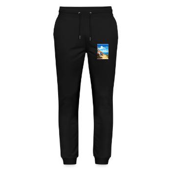 Nazare Portugal Vintage Reiseposter WPA Souvenir - Stanley/Stella Unisex Bio Jogginghose Mover  - Schwarz - Vorne - Marisol (170cm) & Nik (191cm)