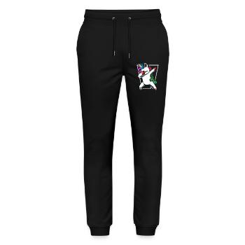 Unicorn Dab mit Regenbogen - Stanley/Stella Unisex Bio Jogginghose Mover  - Schwarz - Vorne - Marisol (170cm) & Nik (191cm)