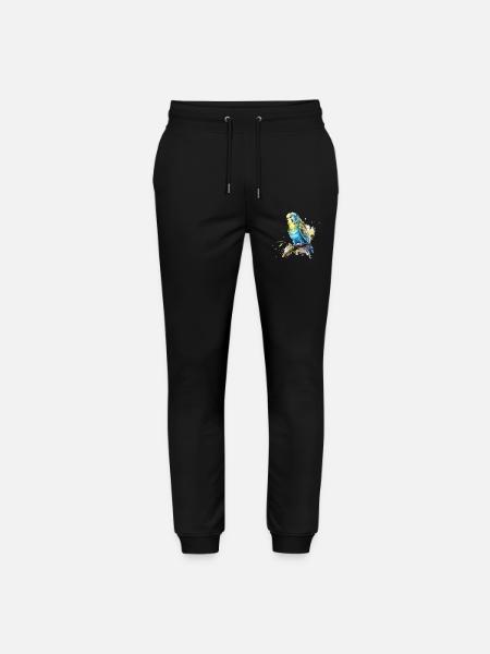 Wellensittich blau grün Zeichnung aquarell - Stanley/Stella Unisex Bio Jogginghose Mover  - Schwarz