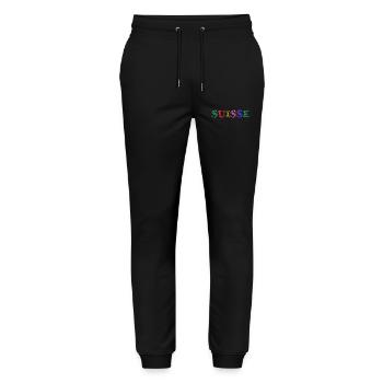 SCHWEIZ. LAND - Stanley/Stella Unisex Bio Jogginghose Mover  - Schwarz - Vorne - Marisol (170cm) & Nik (191cm)