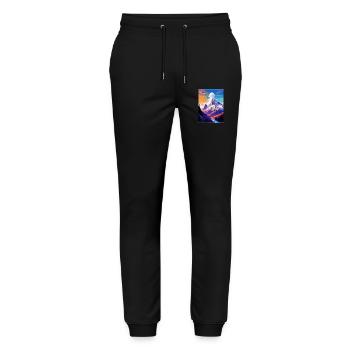 Mont Blanc Mountain Europe Vintage Travel Poster - Stanley/Stella Mover Unisex Organic Jogging Trousers - black - Front - Marisol (170cm) & Nik (191cm)
